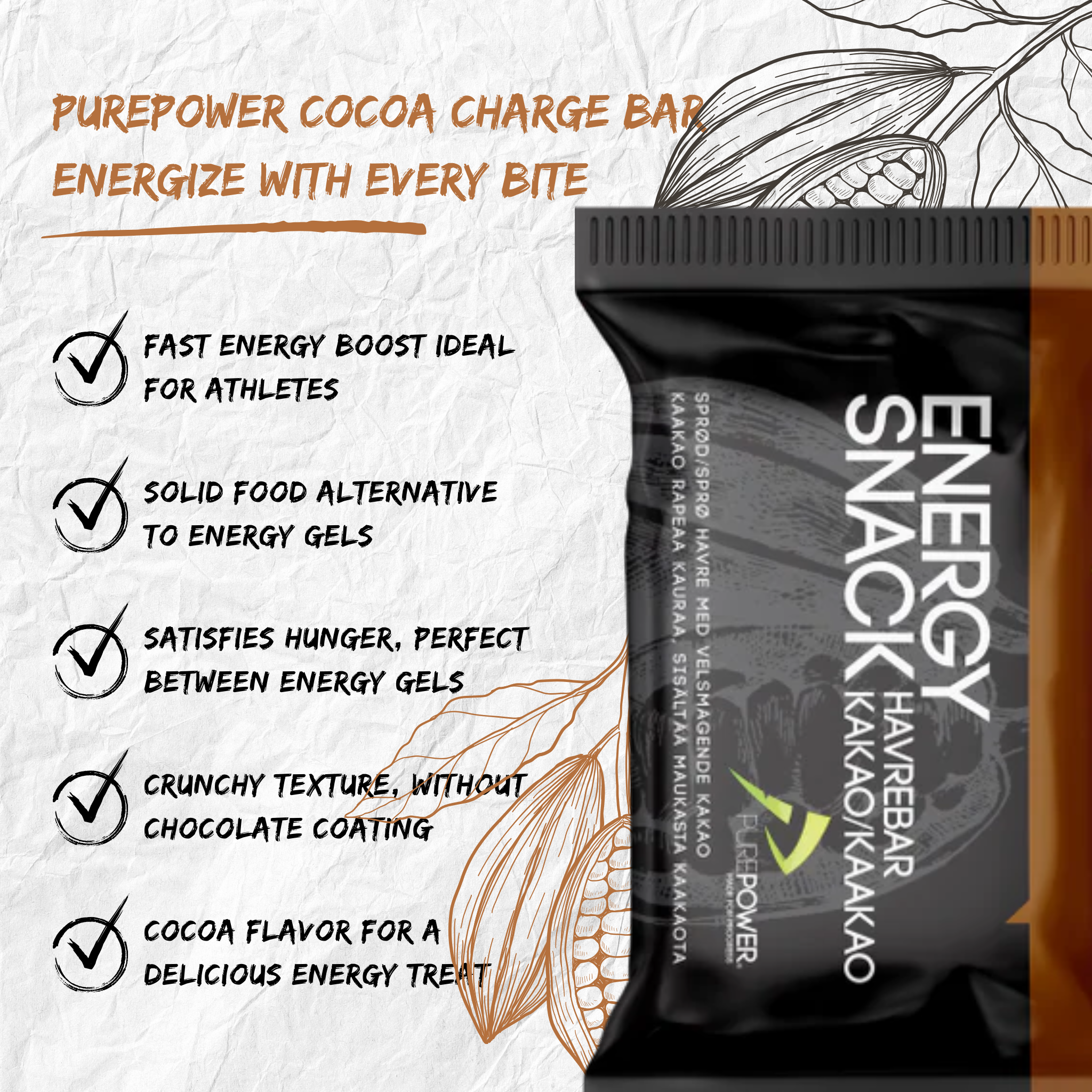 PurePower Energy Bar Havre/Kakao (12x60g)