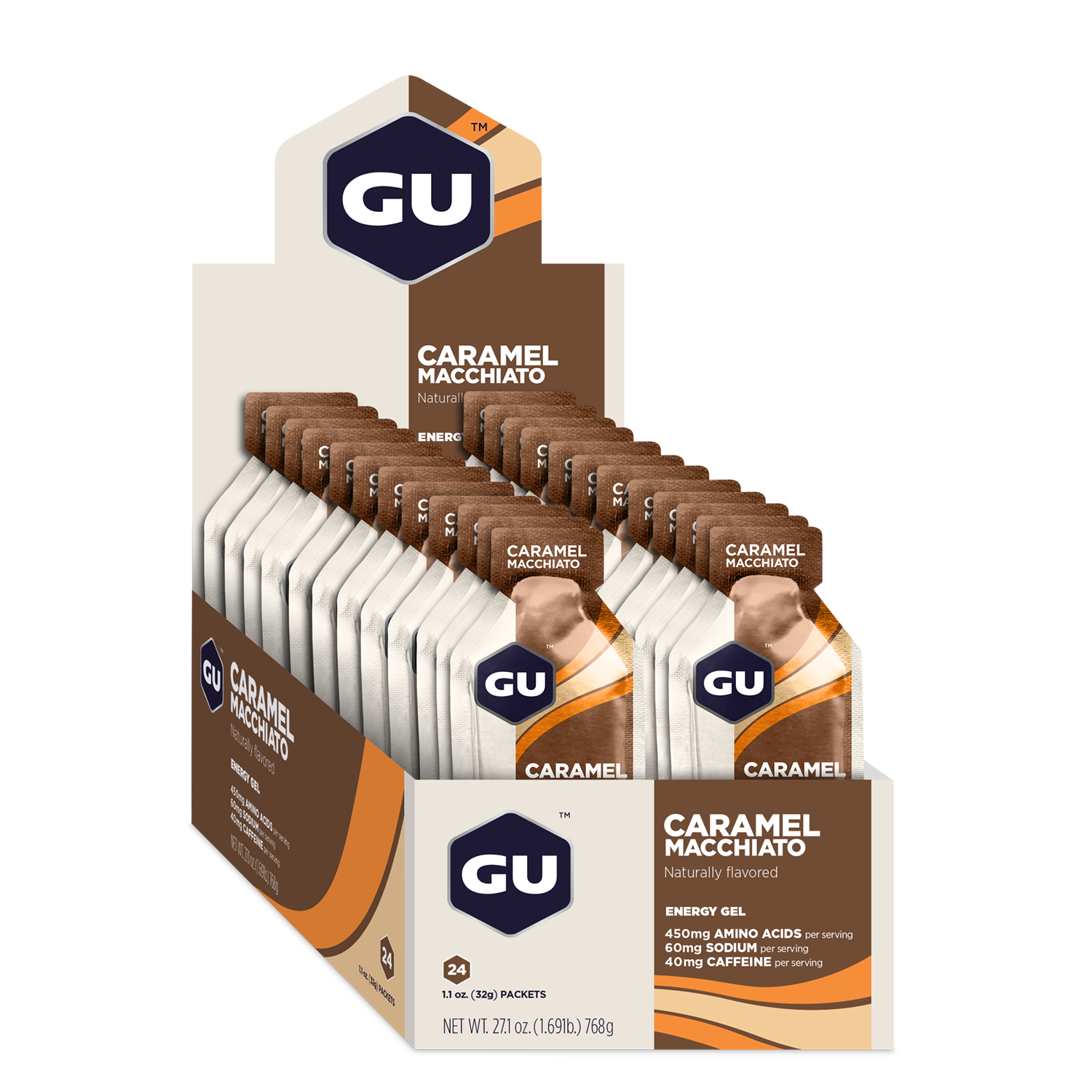 GU Energy Energy Gel Caramel Macchiato med koffein (24 x 32g) 12 st. BEMÄSTRA