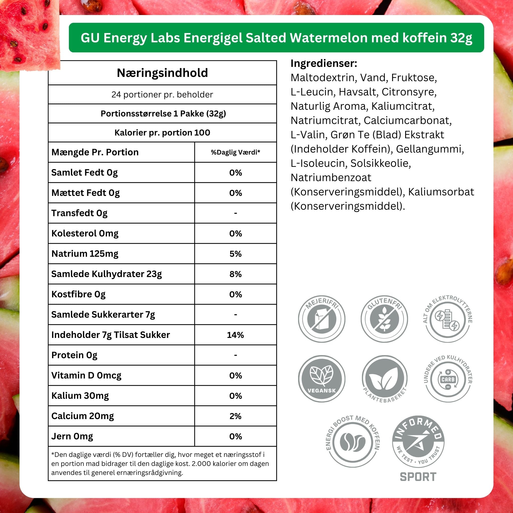 GU Energy energigel Salted Watermelon med koffein 32g DATUMVARA