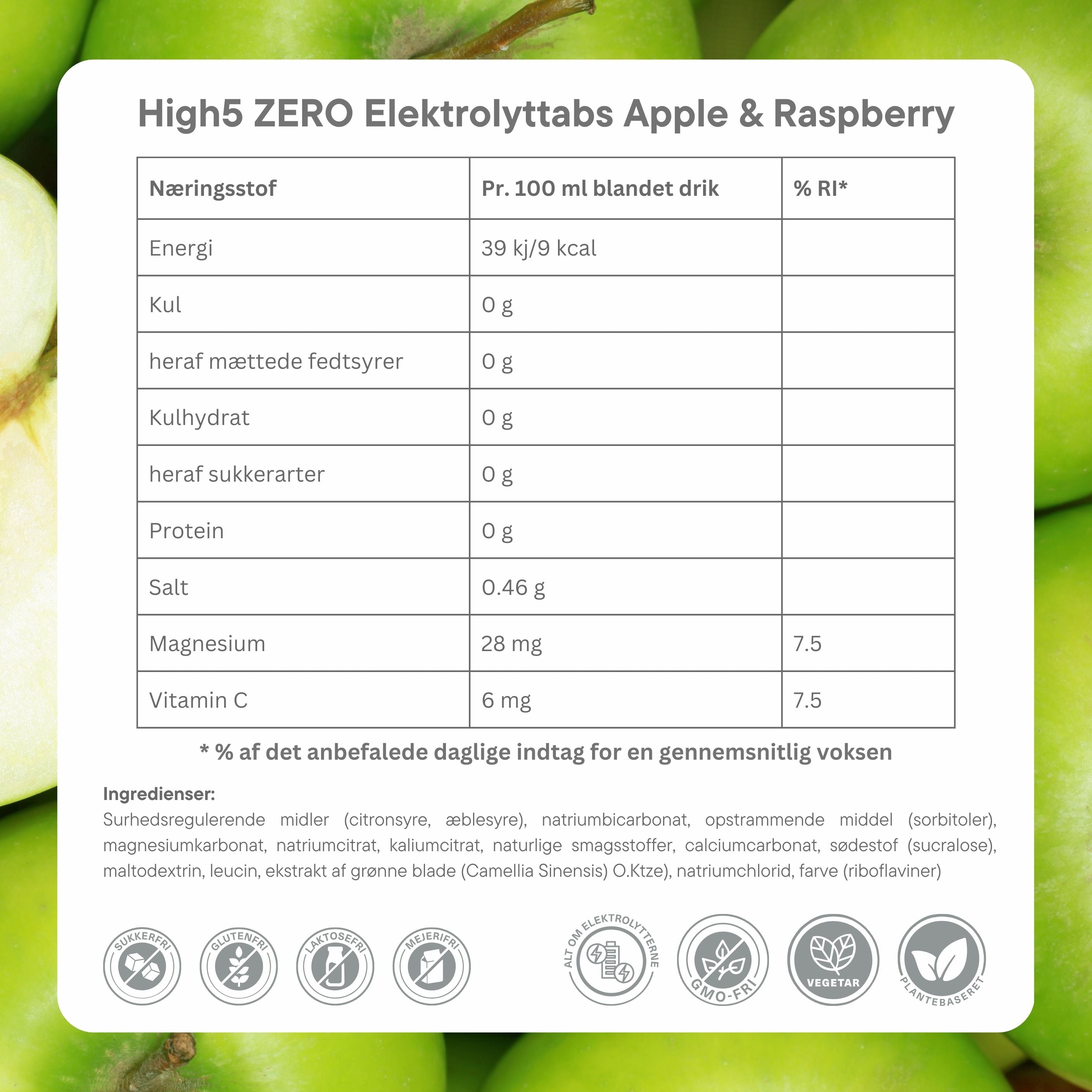 High5 Electrolyte tabs ZERO Apple & Raspberry (8x20 tabs)