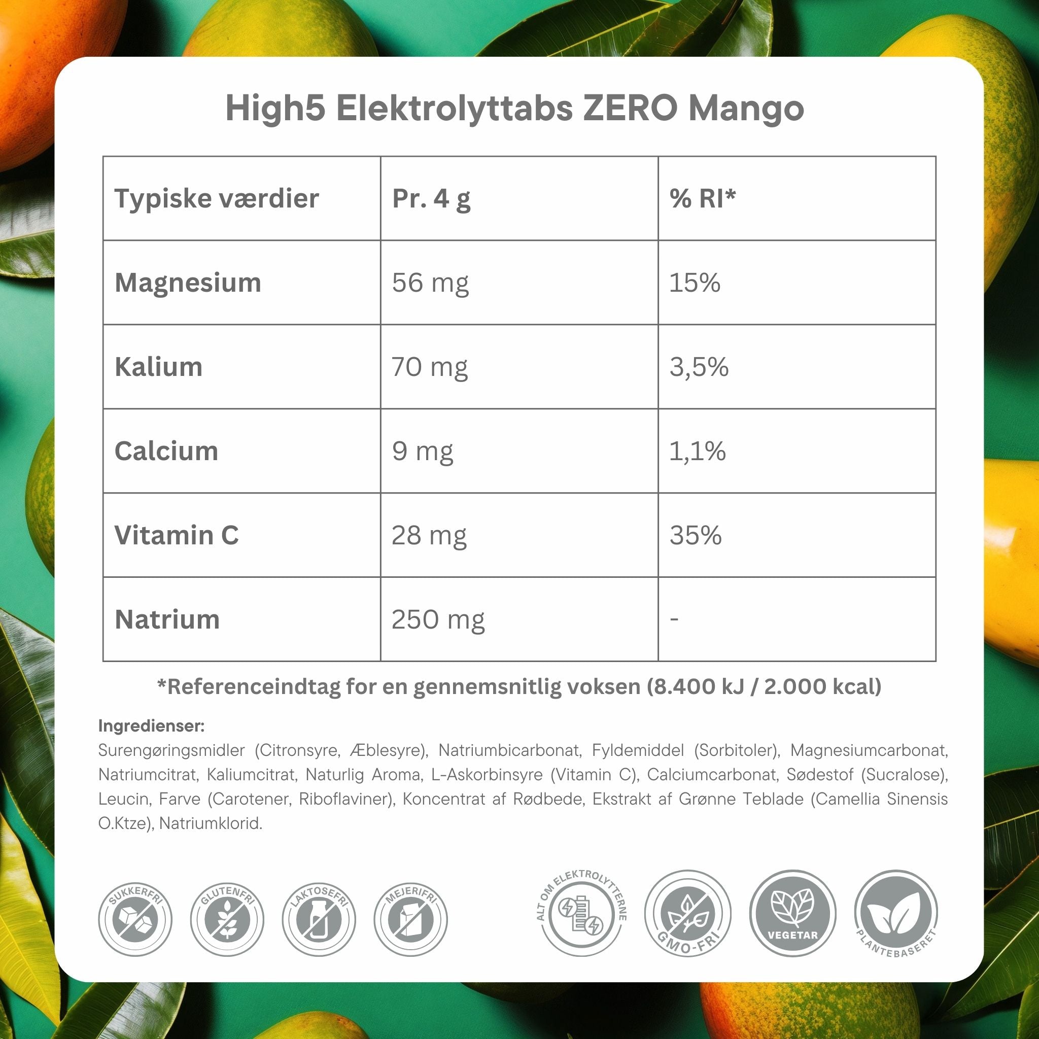 High5 Elektrolyttabletter ZERO Mango (8x20 tabletter) Utgånget datum