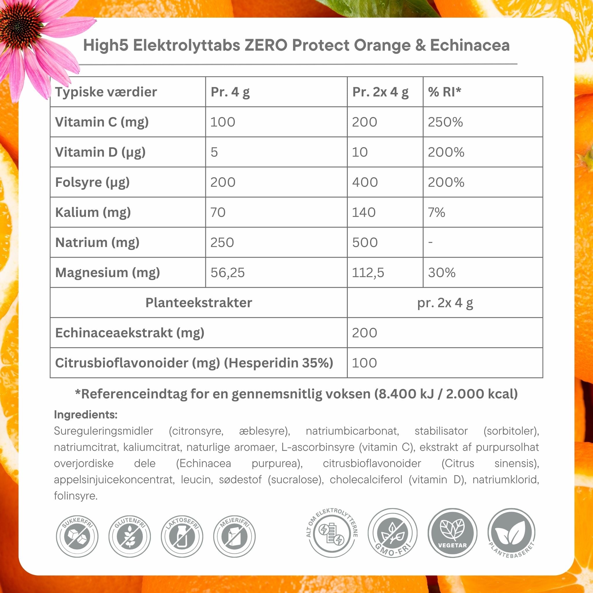 High5 Electrolyte tabs ZERO Protect Orange & Echinacea (8x20 tabs)