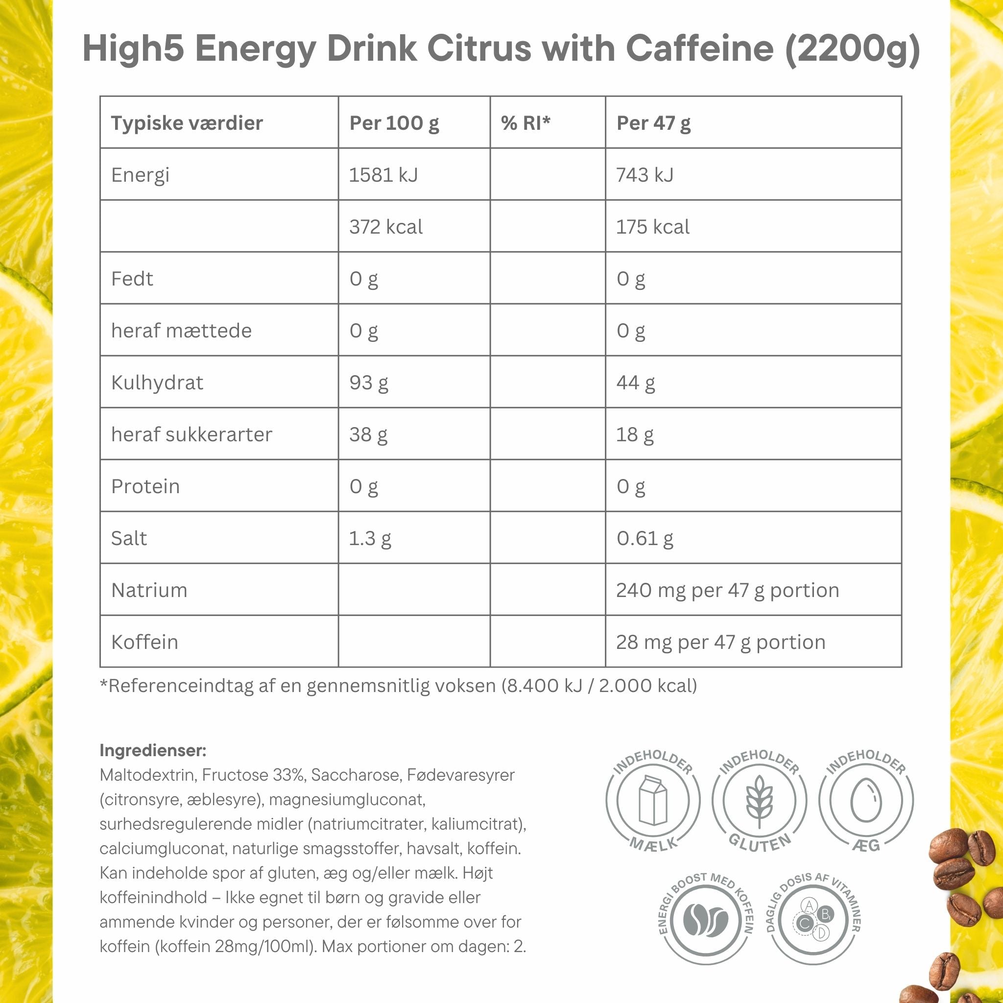 High5 Energidryck Citrus med koffein (2,2 kg)