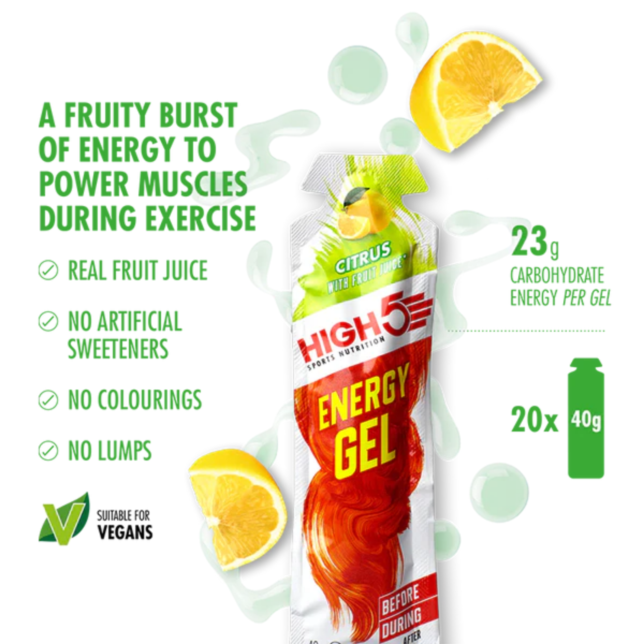 High5 Energygel Citrus (20x40g) Bäst före-datum passerat