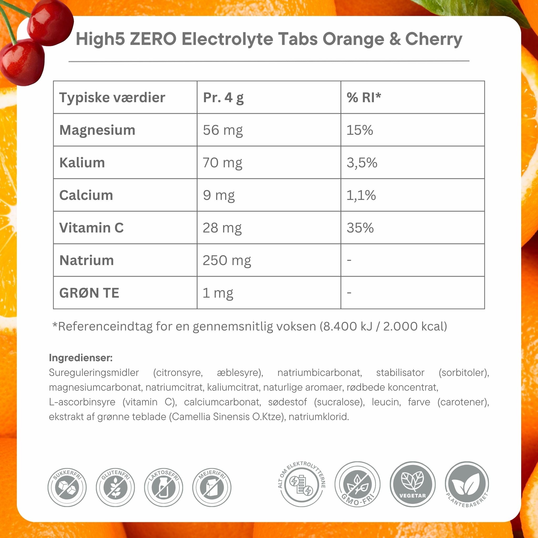 High5 ZERO Electrolyte tabs Orange & Cherry (8x20 tabs)