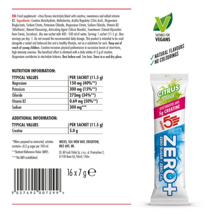 High5 Electrolyte tabs ZERO Citrus (8x20 tabs)