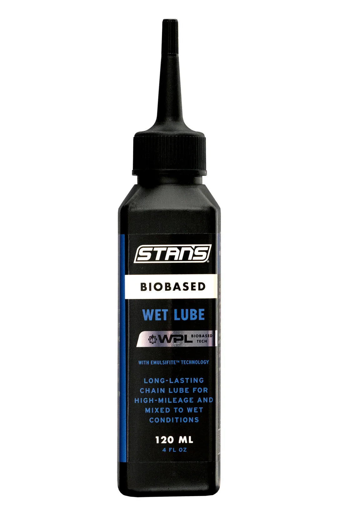 Stan's Biobased Wet Lube kædeolie i flaske på 120 ml