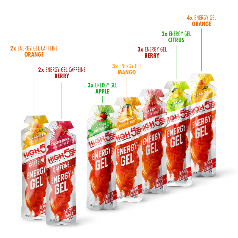 High5 Energigel Blandade Smaker box (20x40g) Datumvara