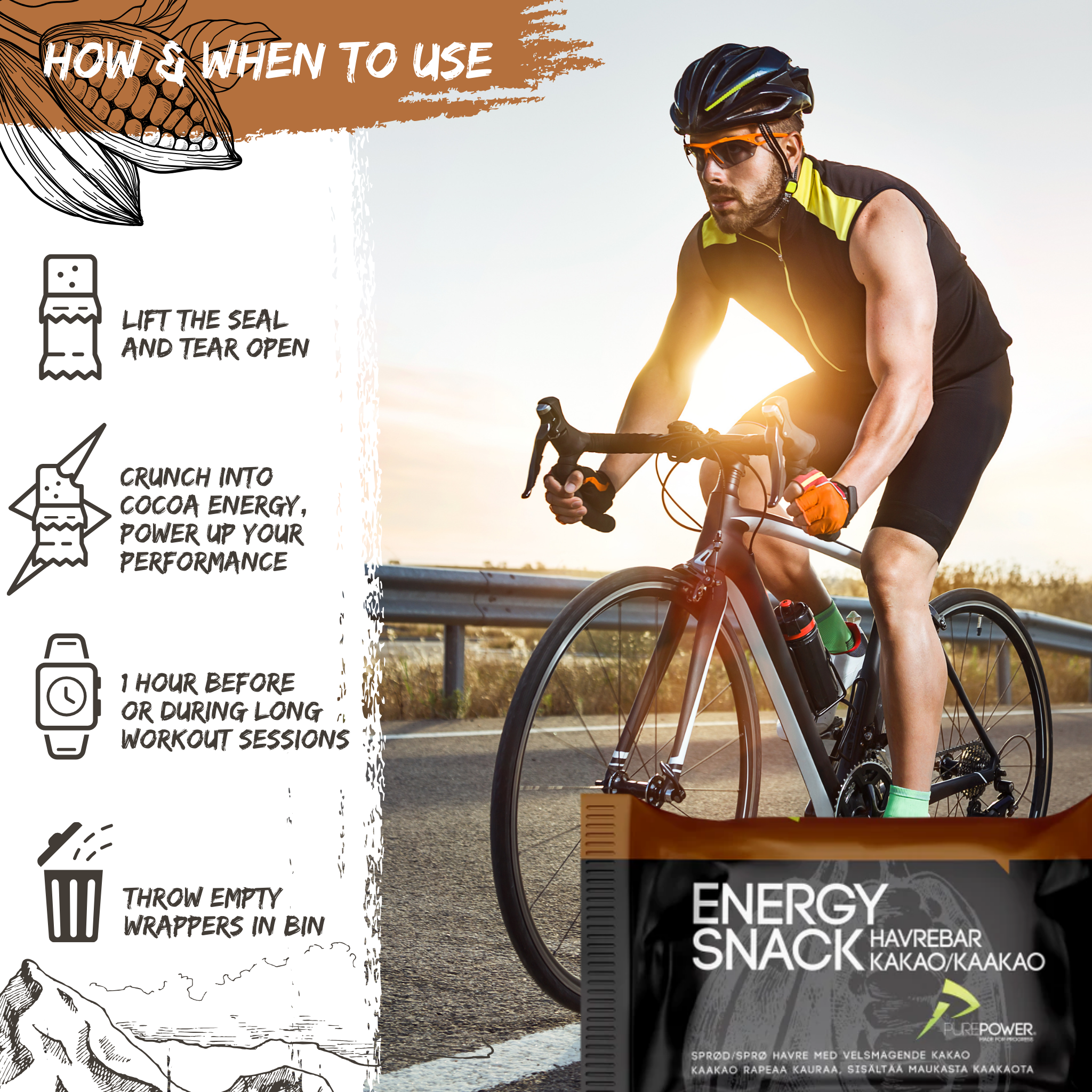 PurePower Energy Bar Havre/Kakao (12x60g)