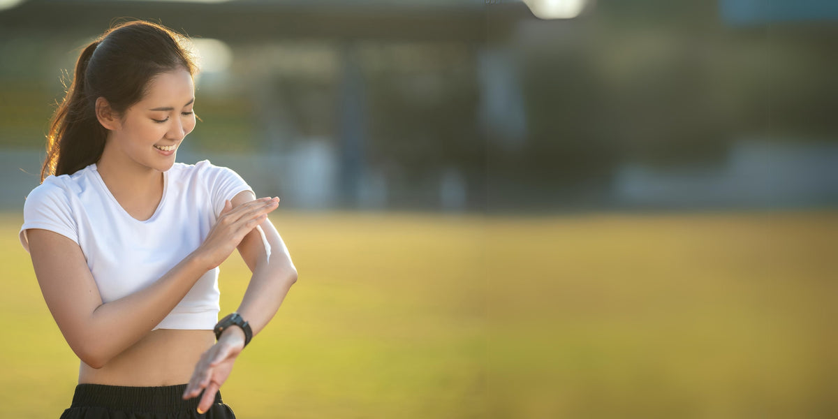 Asian Women Applying Sunscreen Cream Fitness Sport
