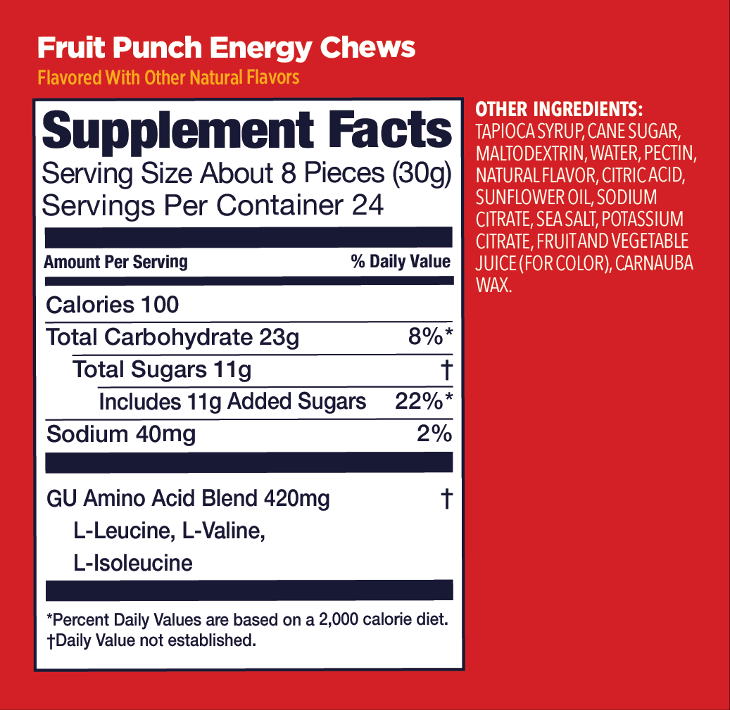 GU Energy Chews Fruit Punch 60g (12pack)