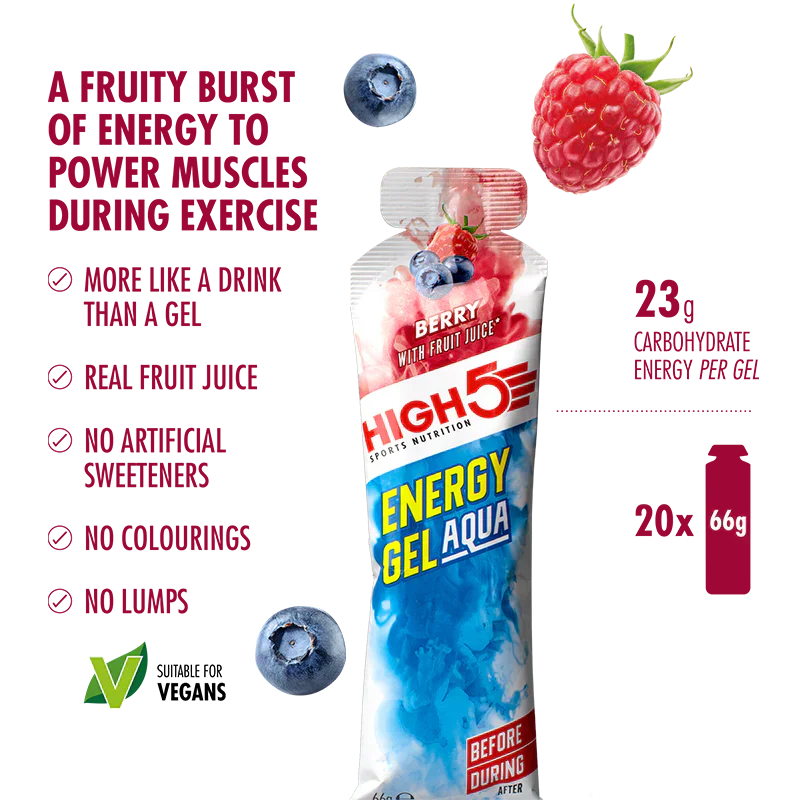 High5 Energigel Aqua Berry Kort datum (20x66g)