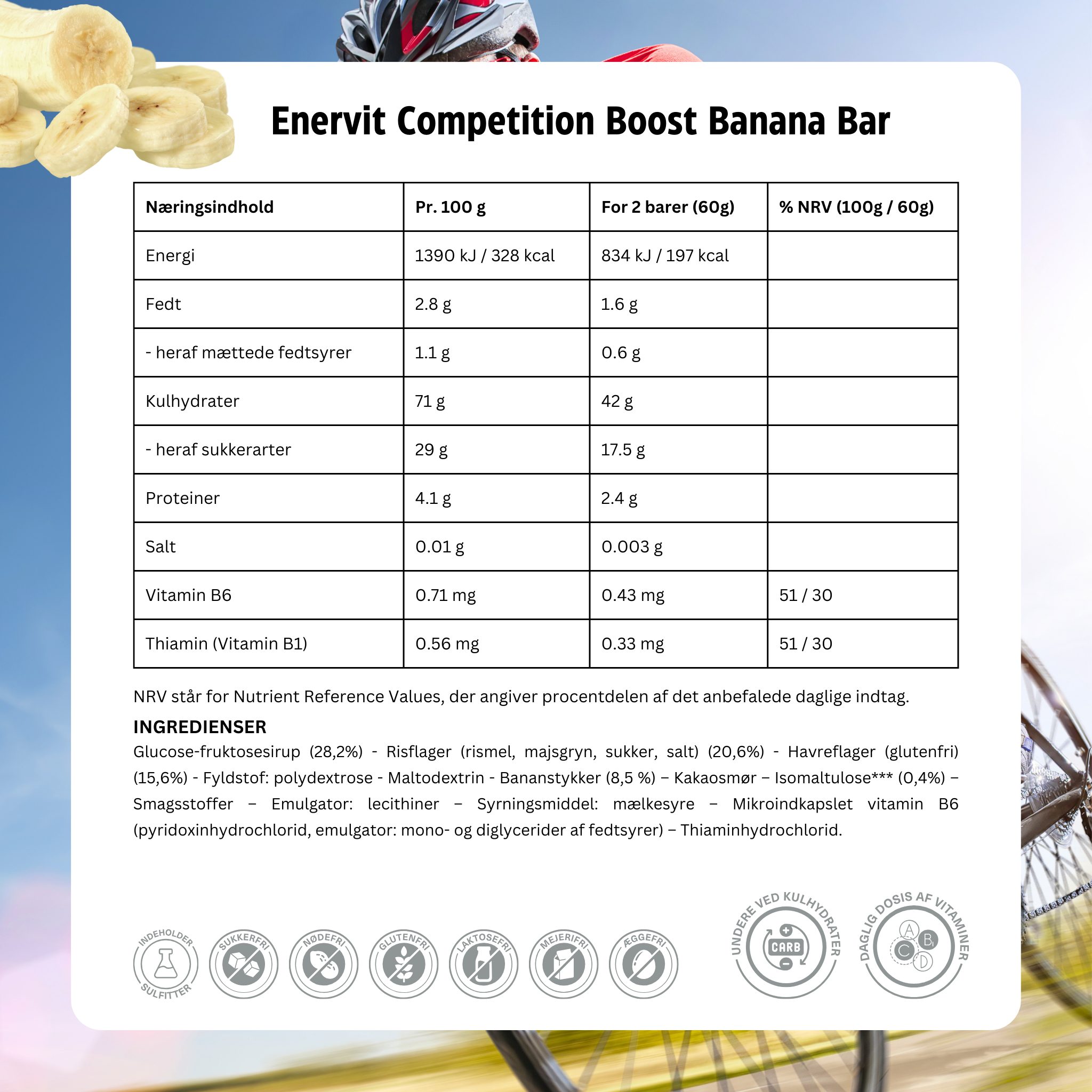Enervit Energy Bar Sport Competition Banan/Vanilj (25x30g)