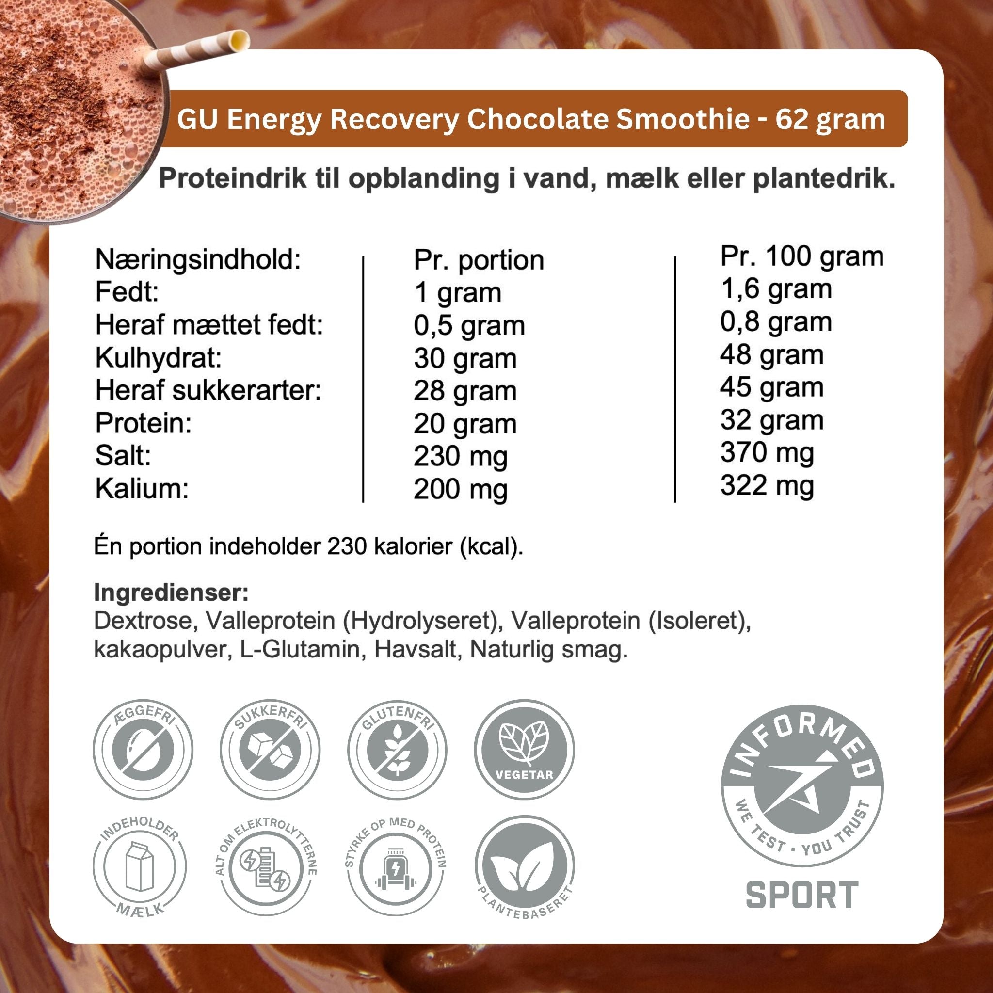 GU Energy Protein Drink Roctane Recovery Chocolate Smoothie (10 x 65 g) DATUM PRODUKT