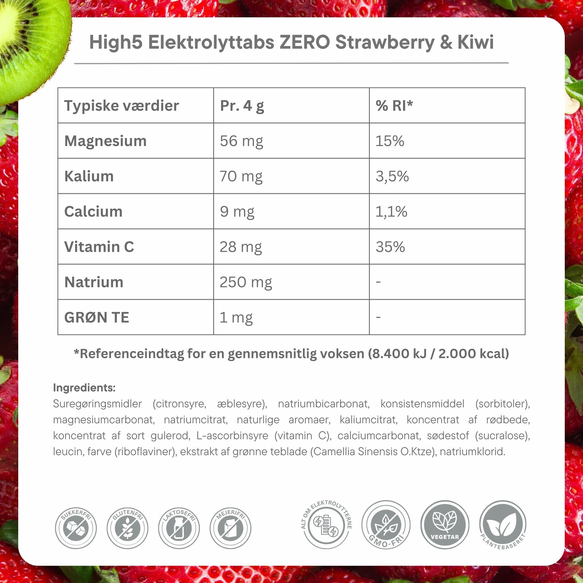 High5 Electrolyte tabs ZERO Strawberry &amp; Kiwi (8x20 tabs)