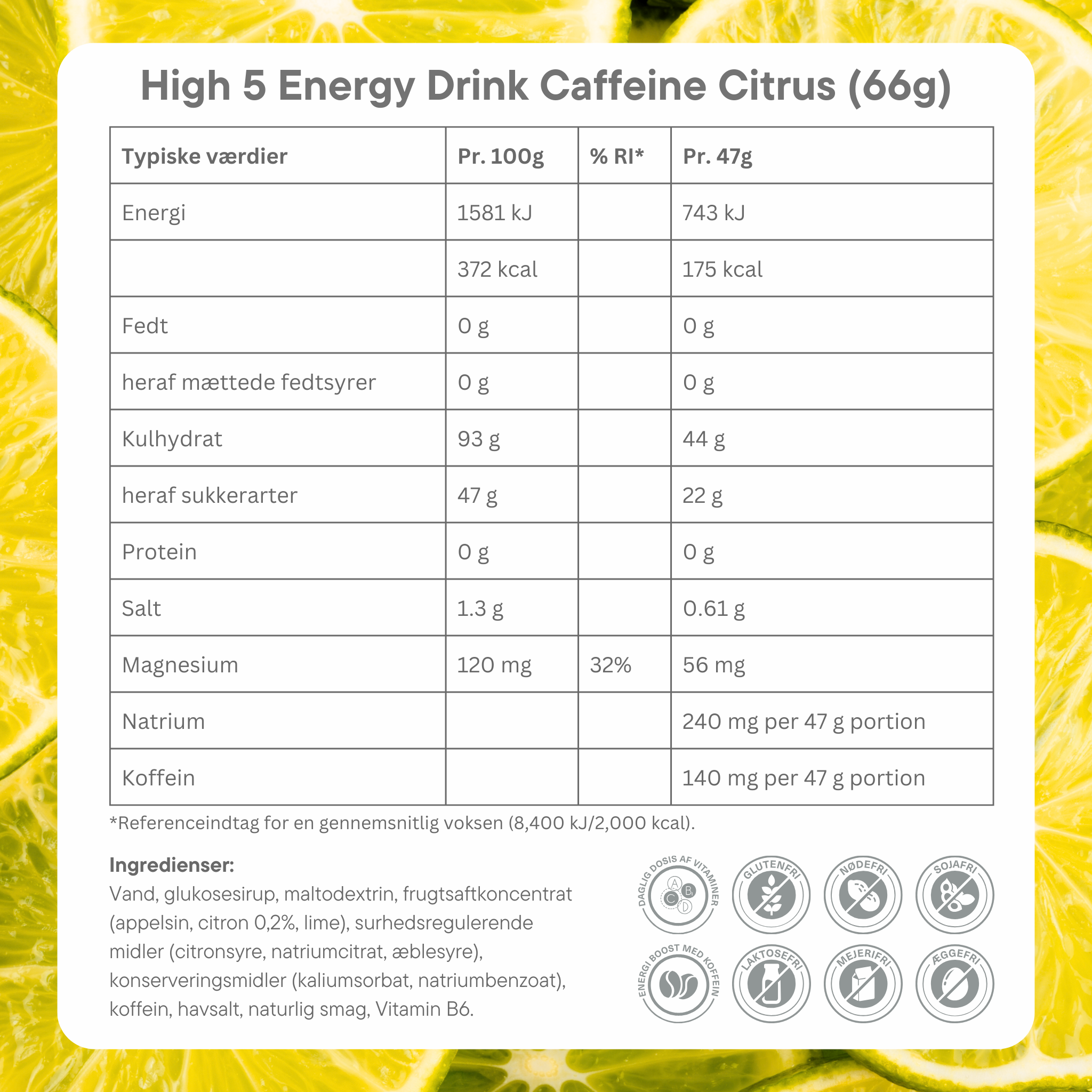High5 Energy Gel Aqua Koffein Citrus (20 x 66 g)