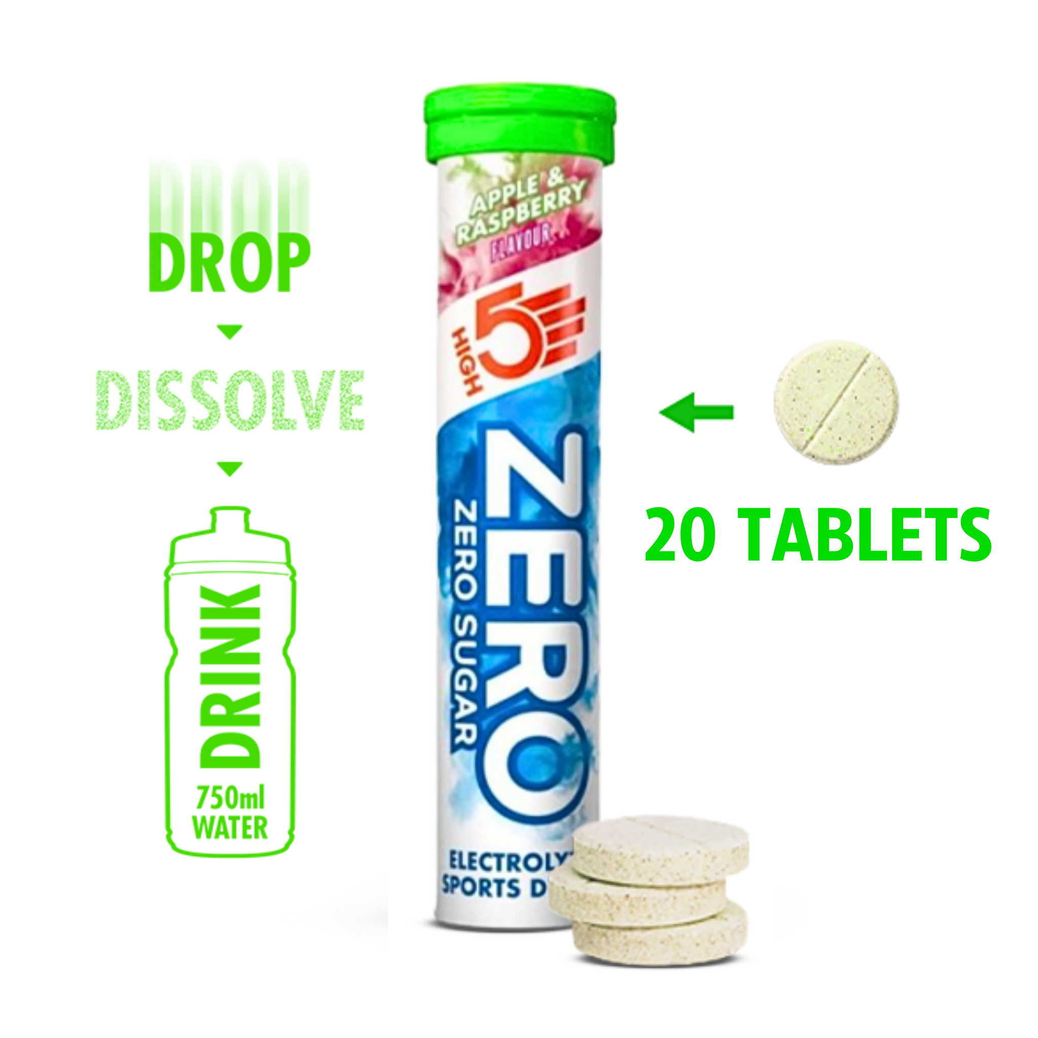 High5 Electrolyte tabs ZERO Apple &amp; Raspberry (20 tabs)