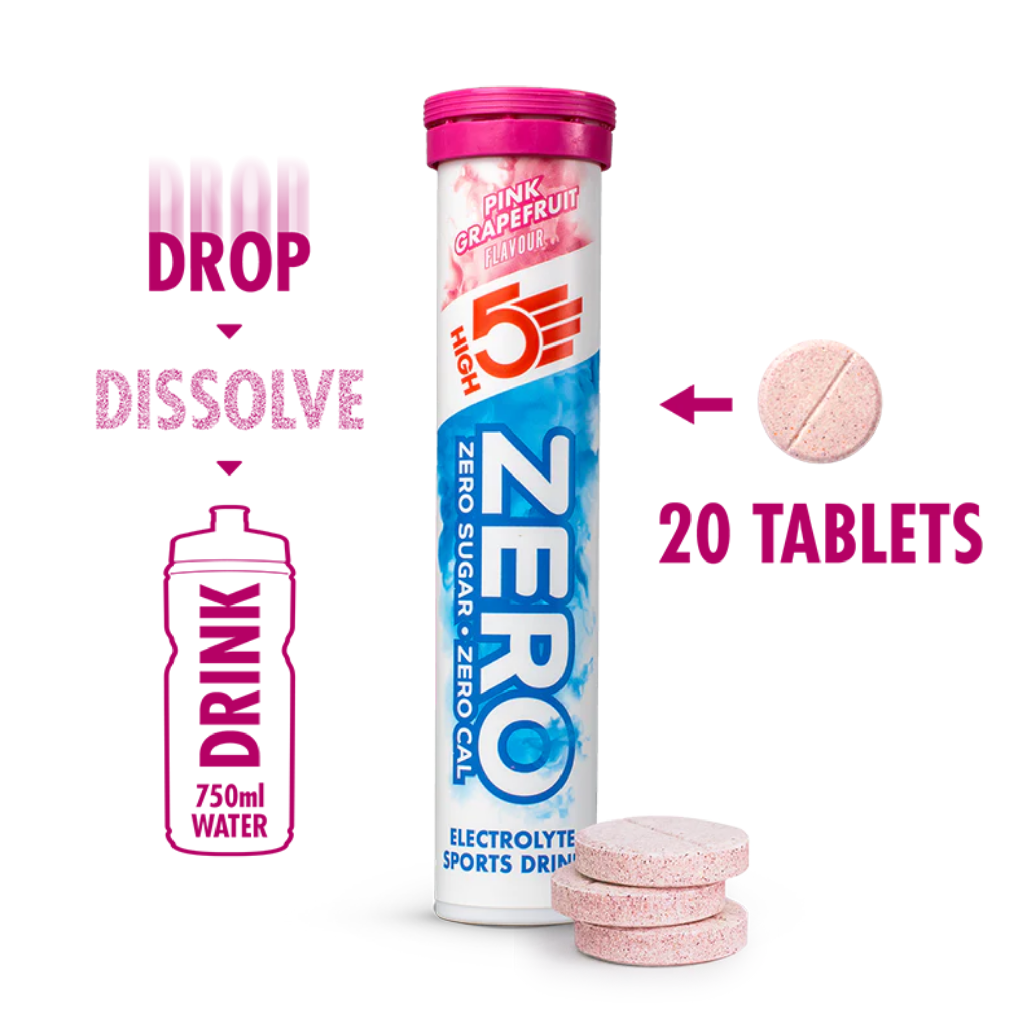 High5 Electrolyte tabs ZERO Pink Grapefruit (20 tabs)