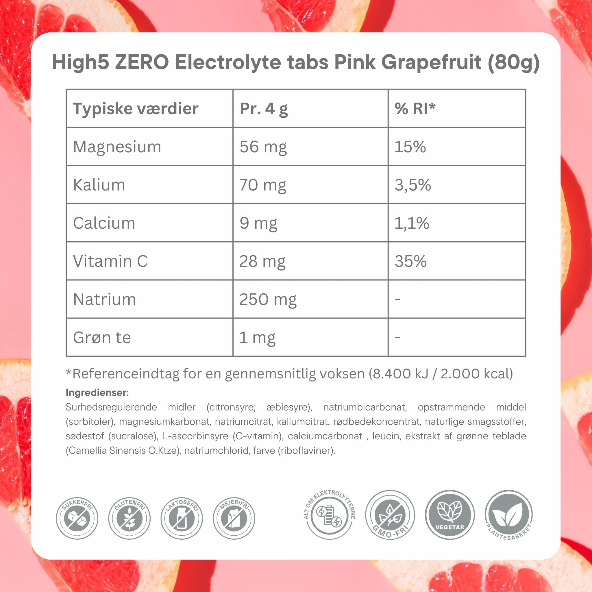 High5 Electrolyte tabs ZERO Pink Grapefruit (20 tabs)