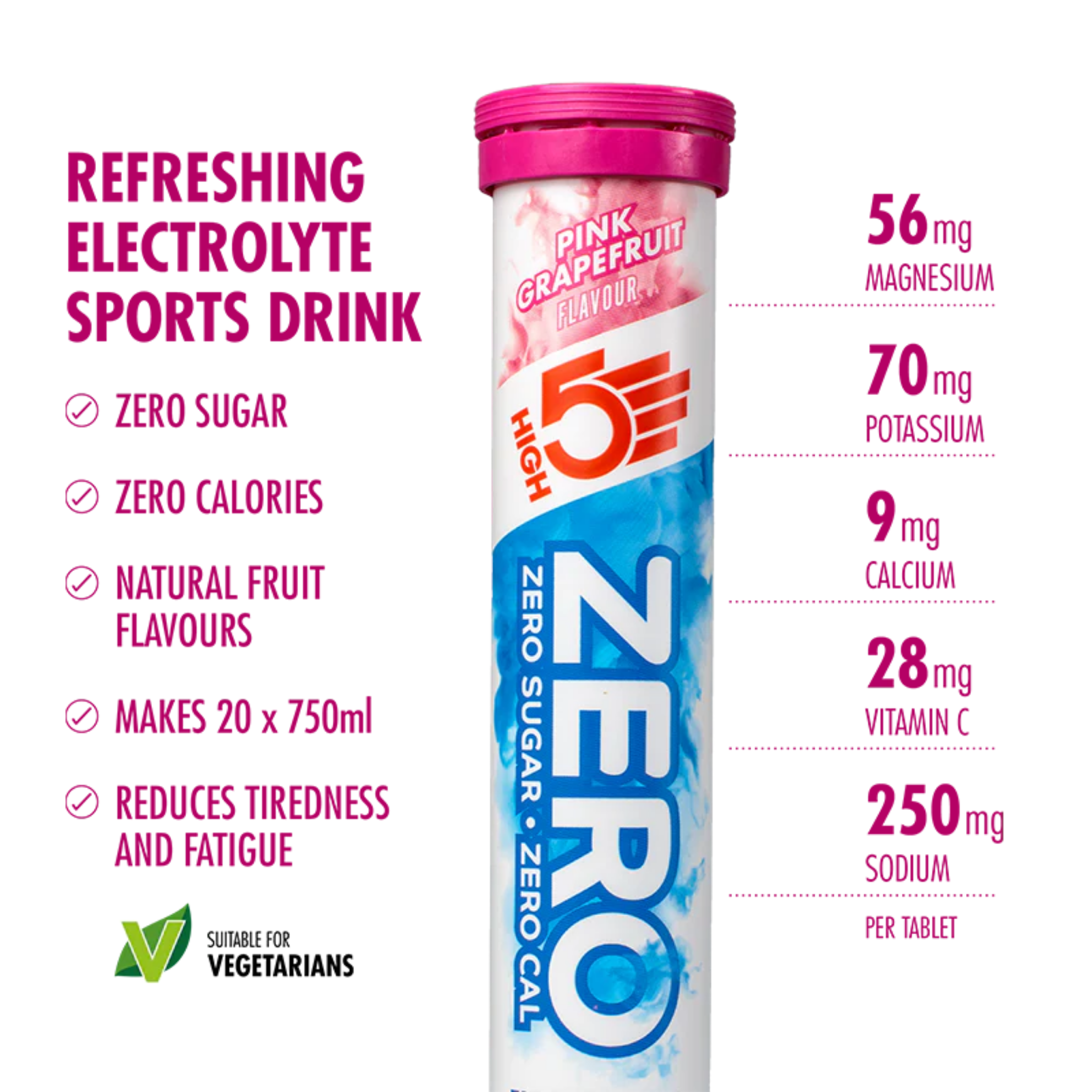 High5 Electrolyte tabs ZERO Pink Grapefruit (20 tabs)