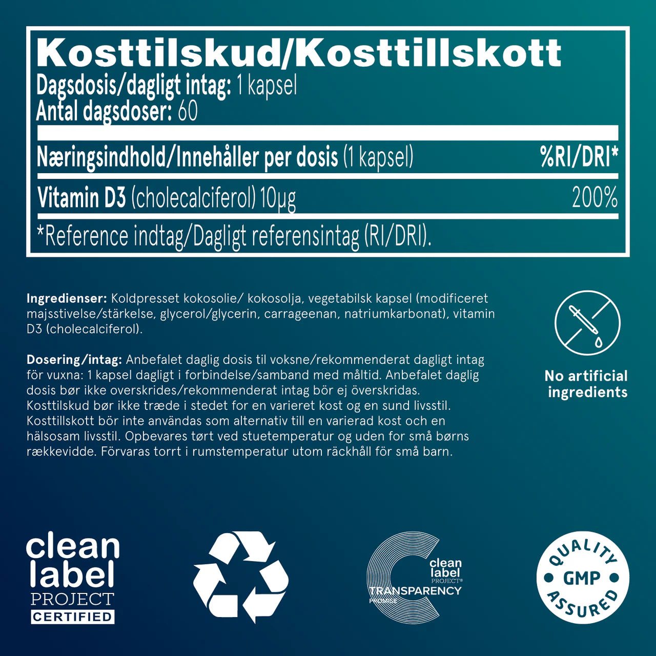 Puori D3 Vitamin 400IE (60 kapslar)