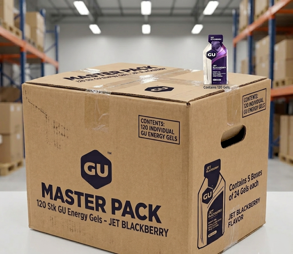 GU Energy Energigel Jet Blackberry med koffein 144 x 32 g Kort datum