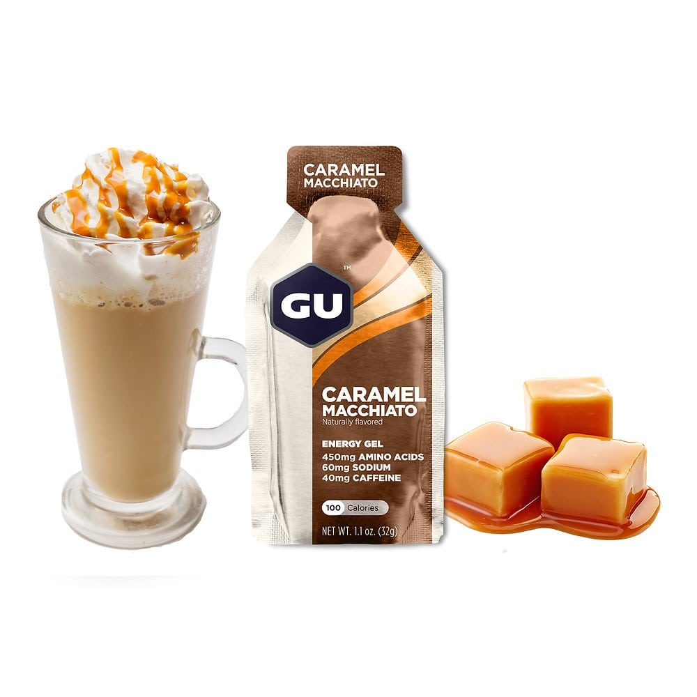 GU Energy Energigel Caramel Macchiato med koffein 32 g Datumvara